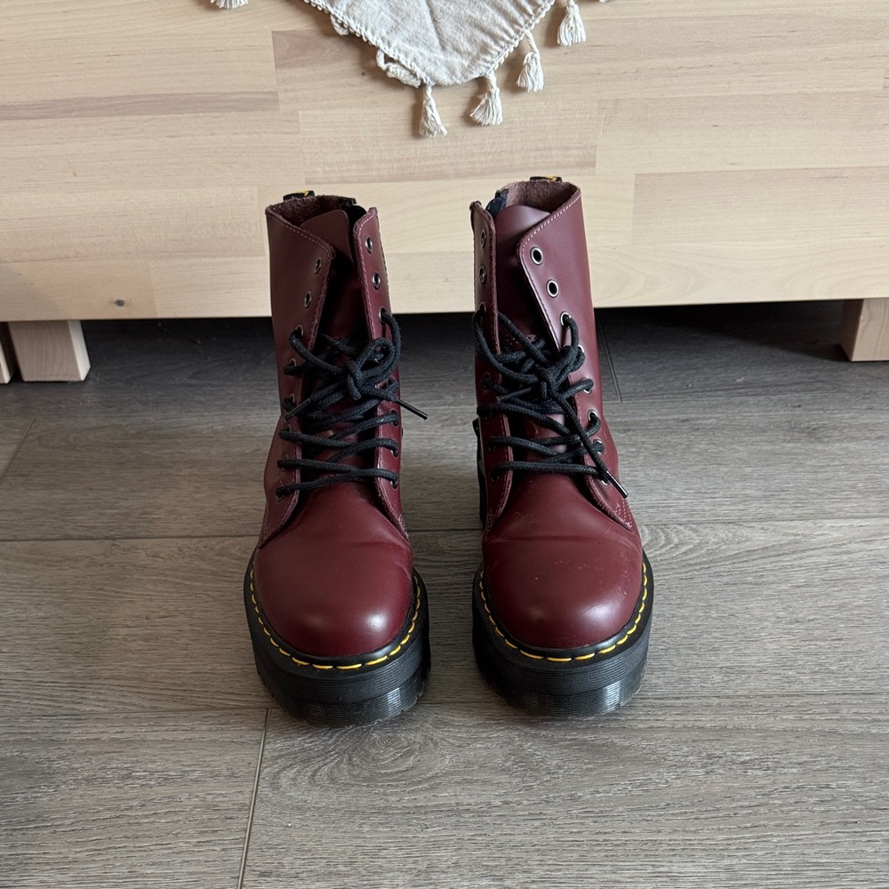 Doc Marten Jacob Women's Burgundy Zip Up Platform Boots